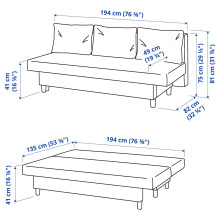 ÄLVDALEN كنبة-تخت 3 مقاعد, Knisa رمادي غامق