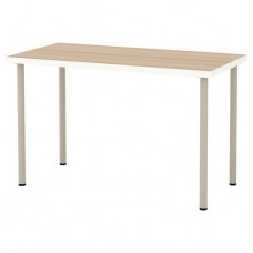 طاولة مكتب لون أبيض/بيج شكل خشب البلوط 120x60سم