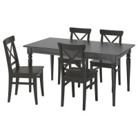 طاولة + 4 كراسي باللون فنجا أسود