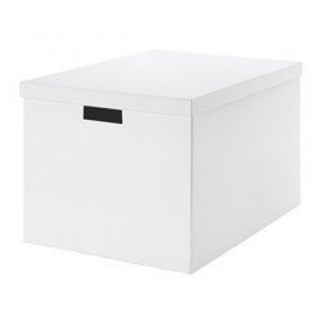 صندوق تخزين مع غطاء أبيض ‎35x50x30 سم‏