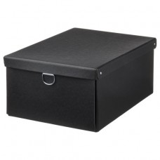 صندوق تخزين مع غطاء لون أسود ‎25x35x15 سم‏