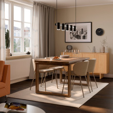MÖRBYLÅNGA / KRYLBO طاولة و 4 كراسي, قشرة سنديان بني/Tonerud بيج غامق, 140x85 سم