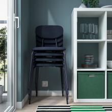 SANDSBERG طاولة و 4 كراسي, أسود أسود/Remmarn أزرق غامق أزرق غامق, 110x67 سم