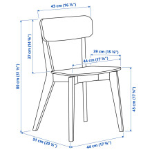 SKANSNÄS / LISABO Table and 4 chairs, light beech veneer/black, 115/170 cm