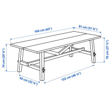 SKOGSTA طاولة و 4 كراسي, سنط/أسود/سنط, 160x81 سم