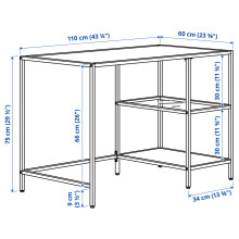 VITTSJÖ Desk, black-brown/glass, 110x60 cm