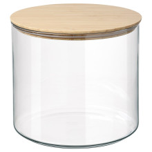 EKLATANT Jar with lid, clear glass/bamboo, 4.2 l