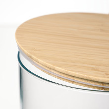 EKLATANT Jar with lid, clear glass/bamboo, 4.2 l