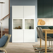 BESTÅ تشكيلة تخزين مع أبواب زجاجية, أبيض/Förvaltare أبيض, 120x42x193 سم