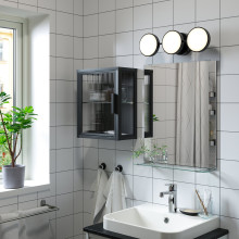 MOSSJÖN خزانة حائط افقية مع باب زجاجي, فحمي, 36x18x44 سم