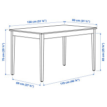 NÄSINGE / NORDVIKEN طاولة و 4 كراسي, أبيض/أبيض, 130x80 سم