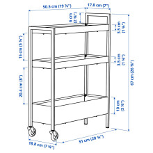 NISSAFORS عربة, أسود, 50.5x19x67 سم