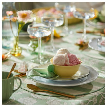 UPPLAGA سلطانية, أخضر فاتح زهري/أخضر أصفر, 13 سم