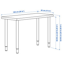 LINNMON / OLOV مكتب, أسود-بني/أبيض, 100x45 سم