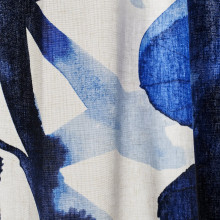 SKOGSNÄSSLA زوج ستائر, أبيض/أزرق نقش زهور/مع شريط ستارة, 145x300 سم