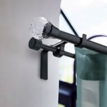 SOLBLOMMOSSA Finials, 1 pair, black/glass