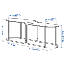 GRYTSHOLM مجموعة طاولات، طقم من 2, خارجي/أسود-أزرق