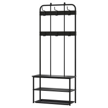 NIPÅSEN / BAGGMUCK أثاث المدخل، طقم من قطعتين, أسود/رمادي