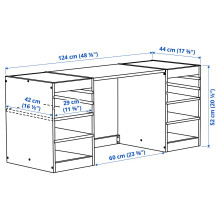 TROFAST Desk with shelves, light white stained pine, 124x44x52 cm