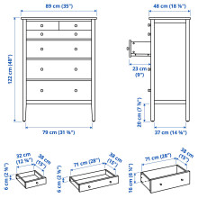 GULLABERG خزانة بـ 6 أدراج, رمادي, 89x48x122 سم