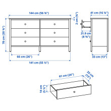KILBERGET خزانة بـ 6 أدراج, أبيض, 144x78 سم