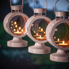 FLODSVALA فانوس لشمعة صغيرة، داخلي/خارجي, وردي فاتح, 21 سم