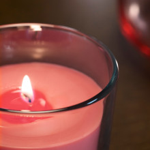 LOTSFÅGEL شمعة معطرة في كأس, بطيخ وردي برّاق, 40 س