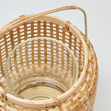 PÅVEFINK فانوس لشمعة, خيزران, 25 سم