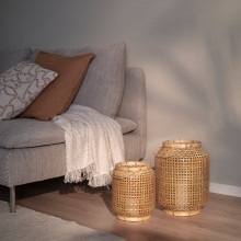 PÅVEFINK فانوس لشمعة, خيزران, 25 سم