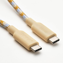 RUNDHULT كابل شحن USB-C إلى USB-C, بيج/أزرق, 1.5 م/100 واط