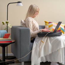 RUNDHULT كابل شحن USB-C إلى USB-C, بيج/أزرق, 1.5 م/100 واط