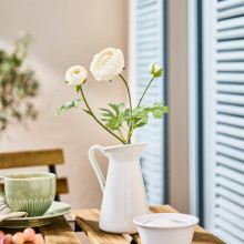 SMYCKA زهرة صناعية, داخلي/خارجي نبات الرننكولوس./أبيض, 52 سم
