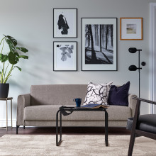 ÄLSKEGRAS سجادة، وبر قصير, رمادي بيج/نقش ورقة, 160x230 سم