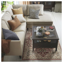 JÄRNVÄG Rug, low pile, ornament pattern pink/beige, 133x195 cm