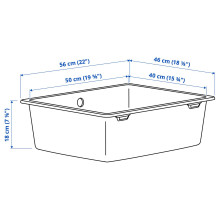 KILSVIKEN حوض غسيل، 1 حوض, رمادي-بيج مركّب كوارتز, 56x46 سم