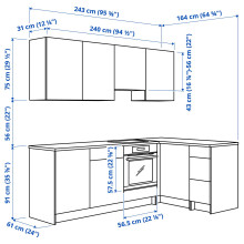 KNOXHULT مطبخ زاوية, أبيض