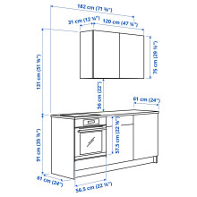 KNOXHULT مطبخ, أبيض, 180x61x220 سم