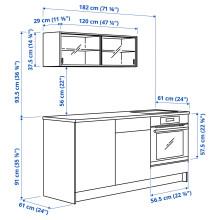 KNOXHULT مطبخ, أبيض, 180x61x220 سم
