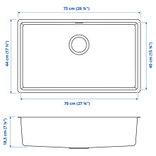 VRESJÖN حوض غسيل، 1 حوض, ستينلس ستيل, 73x44 سم