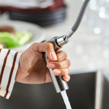 MAJSJÖN Kitchen mixer tap pull out w spray, stainless steel colour