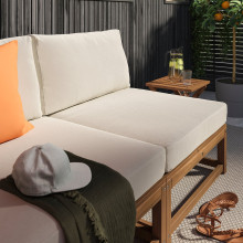 NÄMMARÖ طقم جلوس 4 مقاعد، خارجي, خارجي بني فاتح/Frösön/Duvholmen بيج, 254 سم