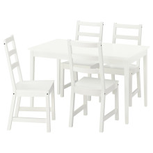 NÄSINGE / NORDVIKEN طاولة و 4 كراسي, أبيض/أبيض, 130x80 سم