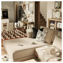 UPPÅKRA وحدة كنب ٤,٥ مقاعد, مع أريكة طويلة، يسار/Johanneshov بيج-بني