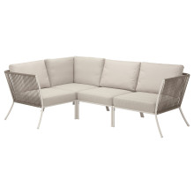SEGERÖN Corner sofa, 3-seat, outdoor white/beige/Frösön/Duvholmen beige
