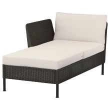 VITTSKÄR وحدة أريكة طويلة, مع مسند ذراعين خارجي/روطان بلاستيكي بلون رمادي غامق Frösön/Duvholmen بيج