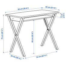 BOLLPOJKE / BLECKBERGET مكتب وكرسي, أبيض/برتقالي-بني