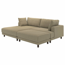 UPPÅKRA وحدة كنب بثلاث مقاعد, مع أريكة طويلة، يسار مع مسند أقدام/Johanneshov بيج-بني