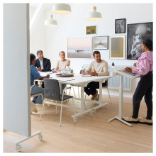 MITTZON طاولة قابلة للطي، عجلات, أبيض, 140x70 سم