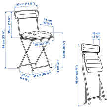 SUNDSÖ طاولة و عدد 2 كرسي يطوى, خارجي أبيض-عاجي/أبيض-عاجي Klösan أزرق غامق, 65x65 سم