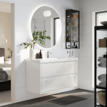 ÄNGSJÖN / ORRSJÖN Wash-stnd w drawers/wash-basin/tap, high-gloss white, 122x49x69 cm